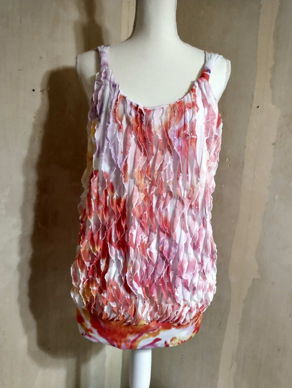 Pink Multi-Color Ruffled Tank Top - Picture 9 of 9